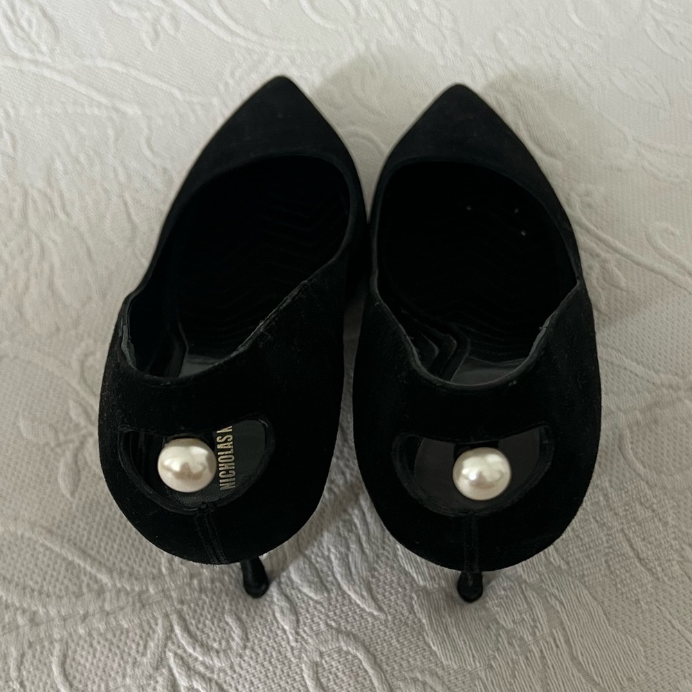 Nicholas Kirkwood Black Suede Pumps with Pearl Heel EU 38.5 US 7-7.5 - Picture 4 of 7